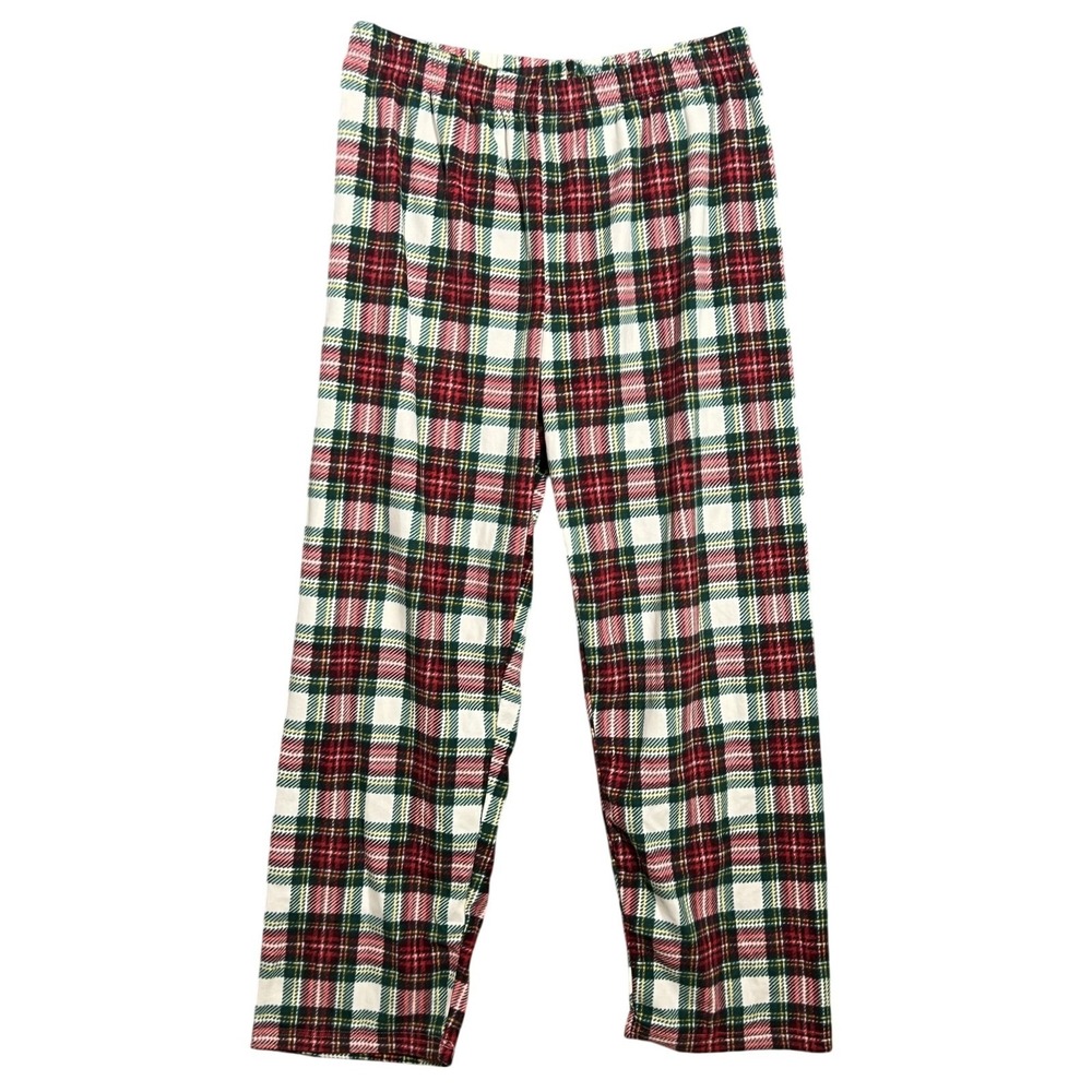PJ Place Women's Large Red Green Plaid Fleece Pajama Pants Sleepwear‎ Loungewear